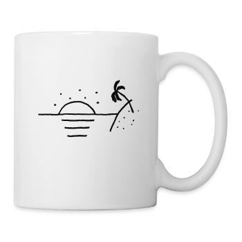 Beautiful Sunset Sunrise Palm Tree Drawing - Mug - white - Right