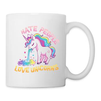 Je déteste les gens Licorne vomir arc-en-ciel drôle - Mug blanc - blanc - Droite