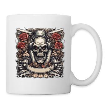 Crâne / crâne / squelette / gothique / tatouage - Mug blanc - blanc - Droite