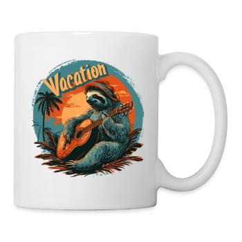 Sloth with guitar on the beach - Mug - white - Right