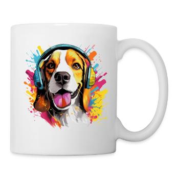 Beagle coloré avec des éclaboussures de peinture pour casque - Mug blanc - blanc - Droite