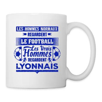les vrais hommes regardent LYONNAIS club de foot - Mug blanc - blanc - Droite