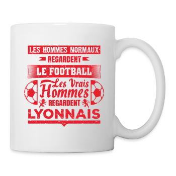 les vrais hommes regardent LYONNAIS club de foot - Mug blanc - blanc - Droite