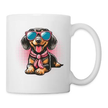 Cool stylish dachshund with sunglasses - Mug - white - Right