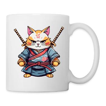 Samurai-Katze #28 - Tasse - Weiß - Rechts