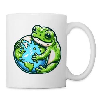Frosch Umarmt die Erde: Tag der Erde - Tasse - Weiß - Rechts