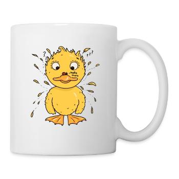Un petit canard se lie d’amitié avec une coccinelle - Mug blanc - blanc - Droite