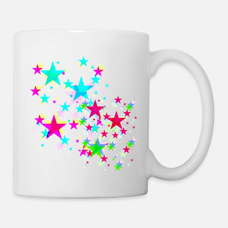 Sterne,stern, bunte Sterne - Tasse - Weiß