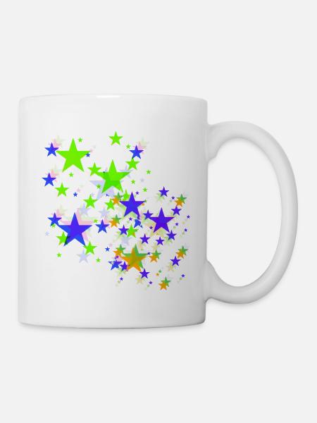 Sterne,stern, bunte Sterne - Tasse - Weiß