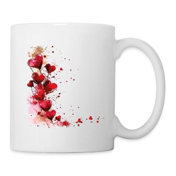 Herzen Herzmotiv Rot Liebe Romantisch Valentinstag - Tasse - Weiß - Rechts