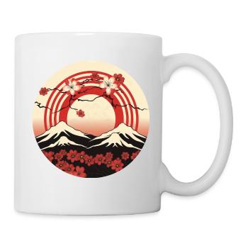 Kyoto Berge: Kirschblüten und Flagge - Tasse - Weiß - Rechts