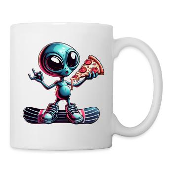 Alien Snowboarder : Pizza Action - Mug blanc - blanc - Droite