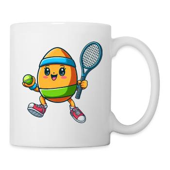 Osterei-Tennis, Tennisspieler Osterfest - Tasse - Weiß - Rechts
