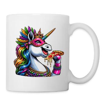 Mardi Gras Einhorn Pizza Eleganz - Tasse - Weiß - Rechts