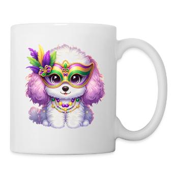 Conception de caniche Mardi Gras - Mug blanc - blanc - Droite