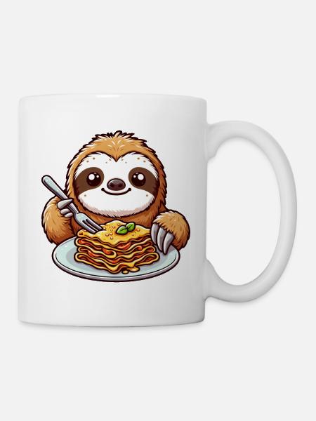 Faultier-Liebt-Pasta Italienische-Lasagne - Tasse - Weiß