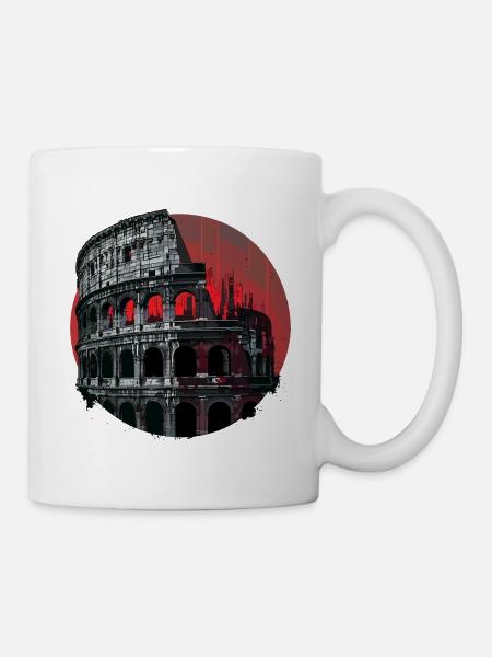 Kolosseum Rom Italien Stadt Skyline Kunst - Tasse - Weiß