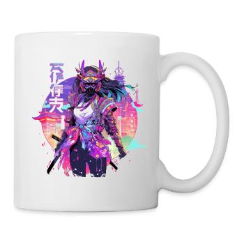 Female Japan Samurai Neon tokio - Tasse - Weiß - Rechts
