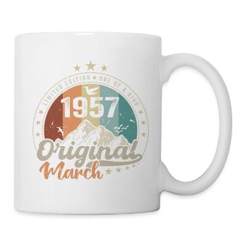 Geburtstagsgeschenk Geboren im März 1957 Retro 1957 - Tasse - Weiß - Rechts