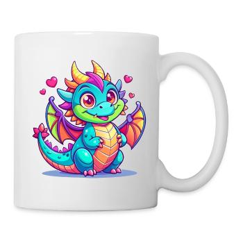 Farbenfroher Drache - Tasse - Weiß - Rechts