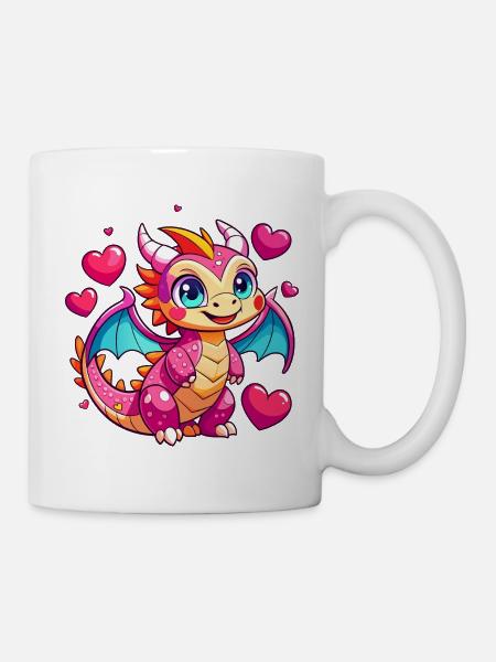 Farbenfroher Drache - Tasse - Weiß