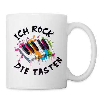 Musik Klavier "Ich rock die Tasten" Farbspritzer - Tasse - Weiß - Rechts