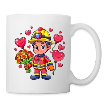 Held in Rot der Feuerwehrmann - Tasse - Weiß - Rechts