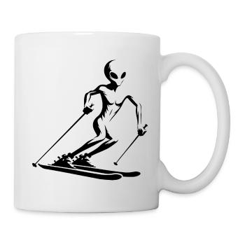 Alien skier silhouette for minimalist - Mug - white - Right