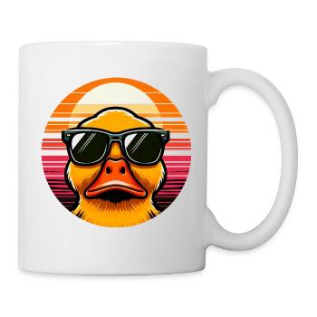 Cool duck with sunglasses at sunset - Mug - white - Right