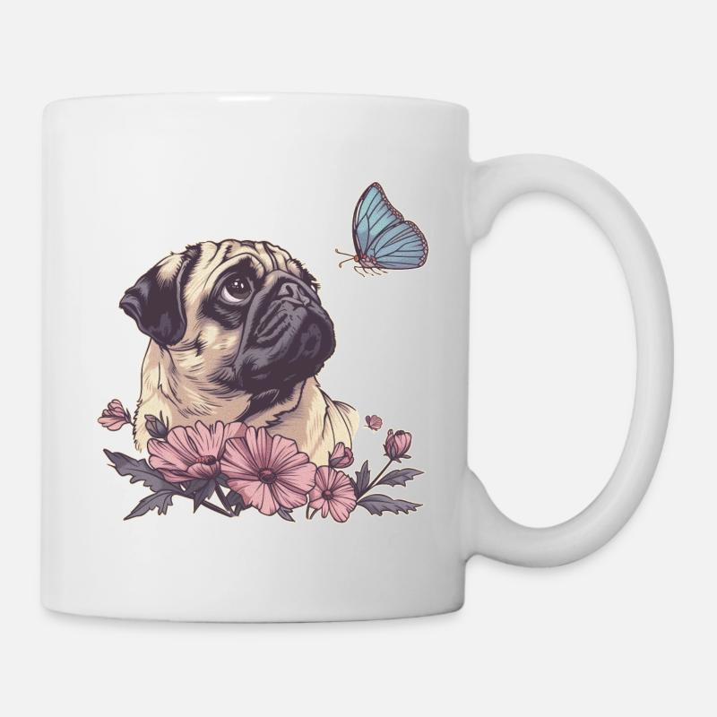 Carlin et papillon - Mug blanc - blanc