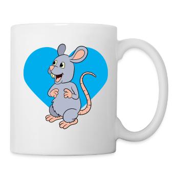 Ratte mit blauem Herz - Tasse - Weiß - Rechts
