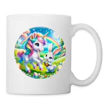 Einhorn mit Osterhasen-Freund - Tasse - Weiß - Rechts