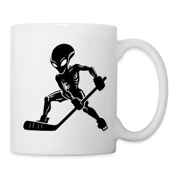Alien Ice Hockey Player Silhouette Minimalist - Mug - white - Right