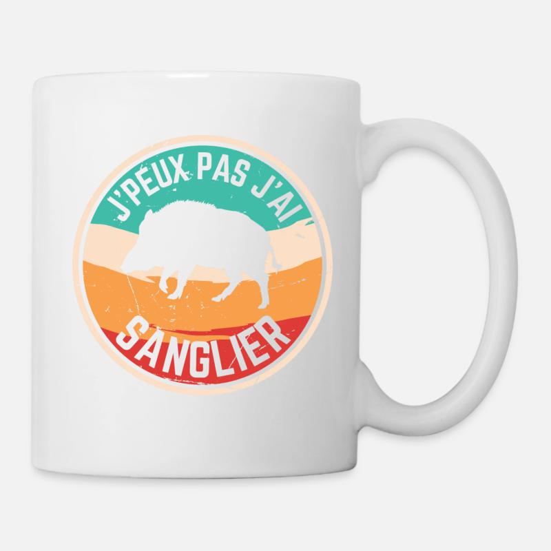 J peux pas j ai Sanglier vintage - Mug blanc - blanc