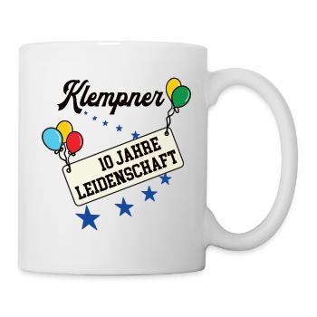 Klempner Jubiläum 10 Jahre Klempnerei Sanitär - Tasse - Weiß - Rechts