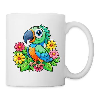 Niedlicher bunter Papagei - Tasse - Weiß - Rechts