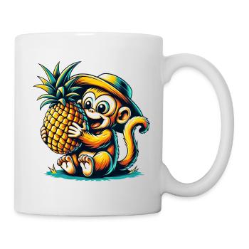 Singe Chimpanzé Ananas Bande dessinée Fruité Sucré - Mug blanc - blanc - Droite