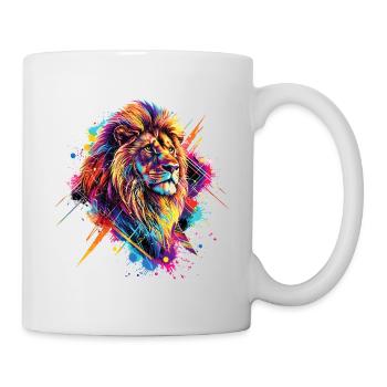 Lion Colorful Lion Head Colorful Predator Art - Mug - white - Right