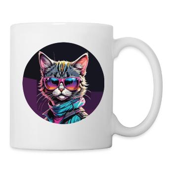 Retro Cat / Retro Katze - Tasse - Weiß - Rechts