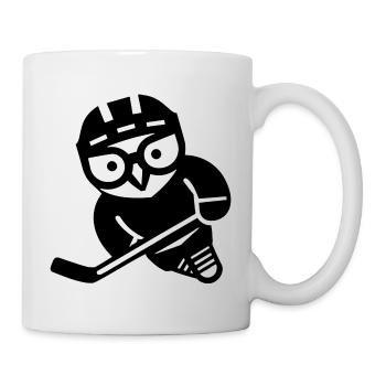 Eishockey Eule Silhouette Schneeeule Spieler - Tasse - Weiß - Rechts