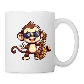 Jazz Saxofon Affe Schimpanse Musikliebhaber - Tasse - Weiß - Rechts