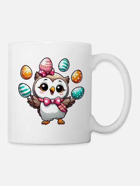 Jonglerie hibou oeuf de Pâques - Mug blanc - blanc