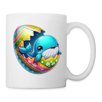Colorful Whale Hatching from Easter Egg Cartoon - Mug - white - Right