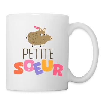 petite soeur cadeau famille chasseur sanglier - Mug blanc - blanc - Droite