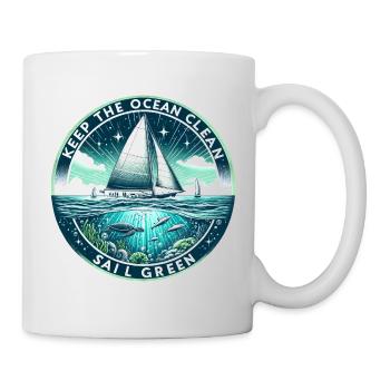 Segel Segelboot Ozean Sauber Halten Segeln Grün - Tasse - Weiß - Rechts