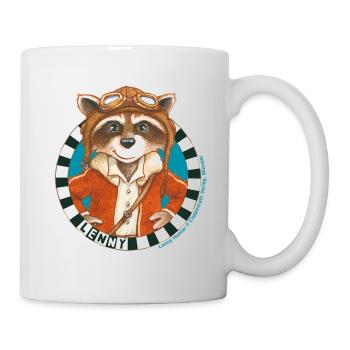 Lenny Hunter Illustration Von Waschbär Lenny - Tasse - Weiß - Rechts