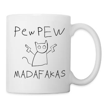 Pew Pew Lustige Gamer Katze - Spruch - Tasse - Weiß - Rechts