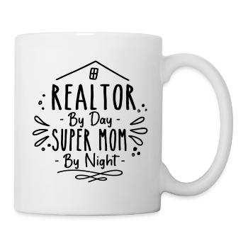 Realtor By Day Super Mom By Night Real Estate - Mug blanc - blanc - Droite
