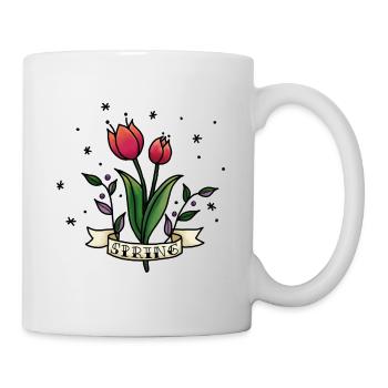 Spring Tulips. Springtime red tulip. Casual spring - Mug - white - Right