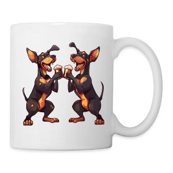 Dobermann Hund Bier Lustig Saufen - Tasse - Weiß - Rechts